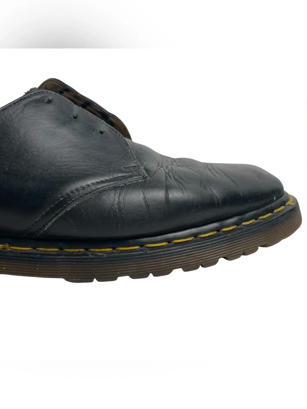 Dr. Martens VTG Black Leather 1461 Black Leather 3 eyelet Oxford shoe UK 11 READ